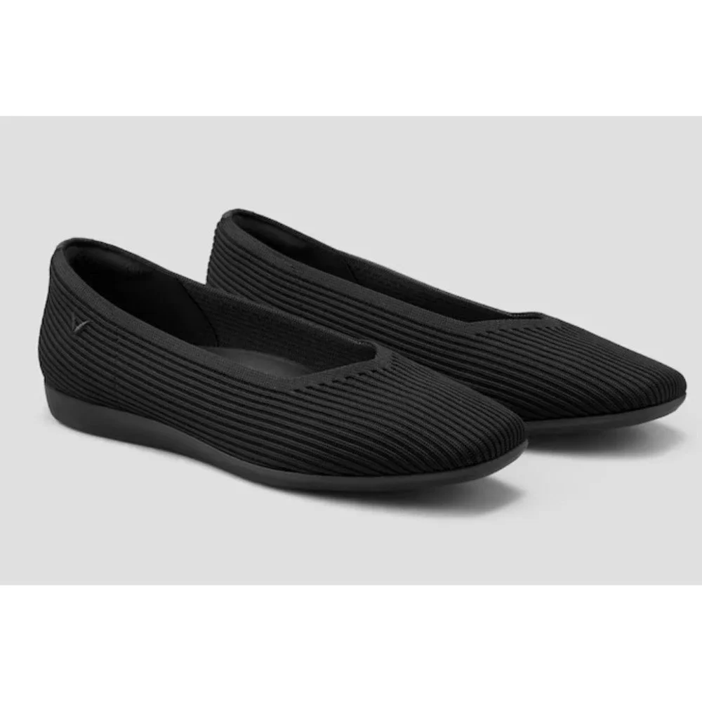 VIVIAI Black Square Toe Flat Ribbed Knit Ballet Margot 2.0 EU 41.5 Womens V Cut‎